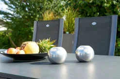 New Sondermodell Xanadu / Primo Garten-Essgruppe, xerix/natur, Alu/Teak/Glaskeramik, 6 Klappstühle, 220/280x100cm, X-Gestell, Teak Armlehnen Garten-Essgruppen|Aluminium-Gartenmöbel