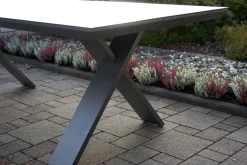 New Sondermodell Xanadu / Da Vinci Garten-Essgruppe, xerix/anthrazit, Alu/Glaskeramik, 8 Klappstühle, 220/280x100cm Garten-Essgruppen|Aluminium-Gartenmöbel