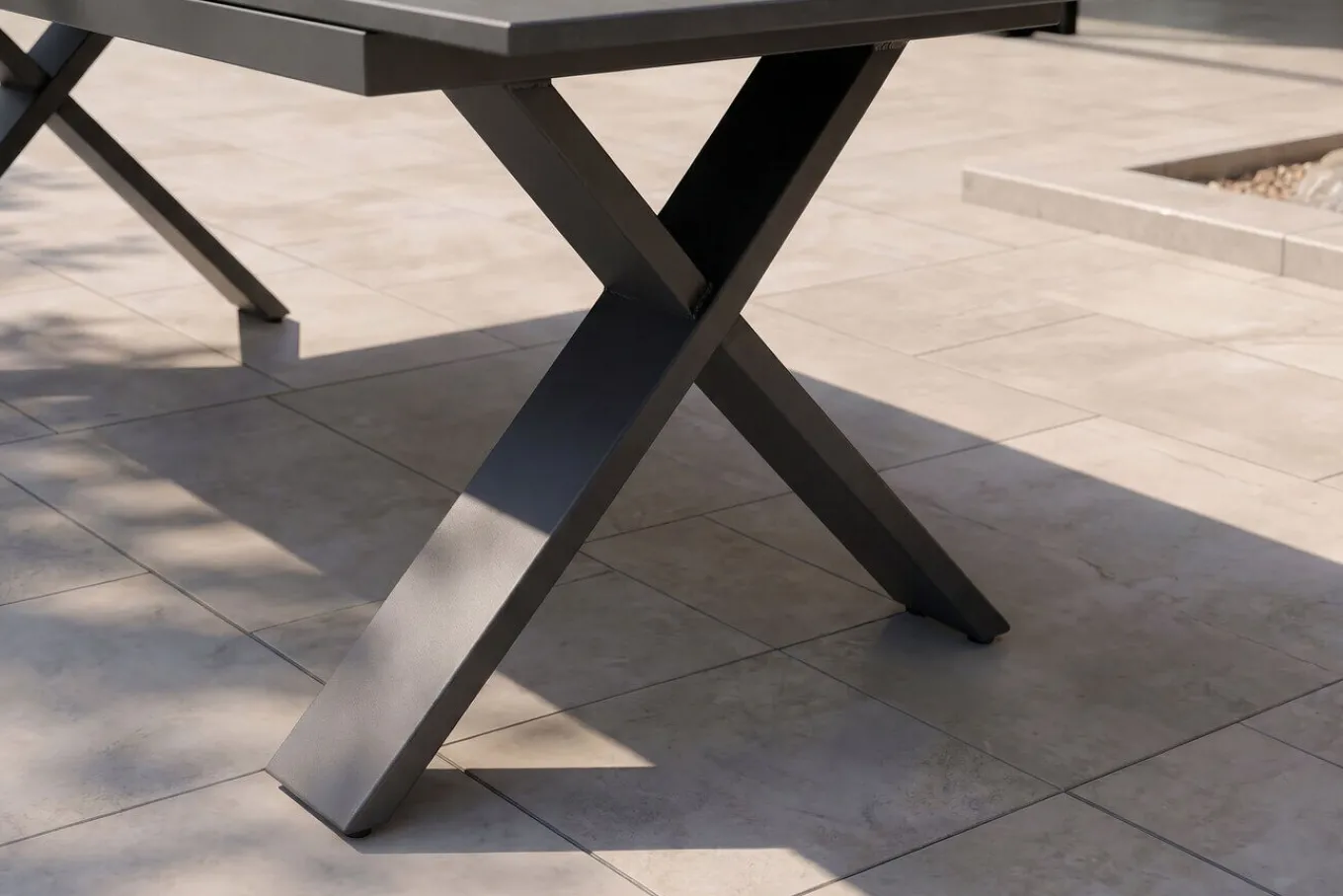 Sale Sondermodell Xanadu / Alice Comfort Set, xerix/anthrazit, Alu/Glaskeramik, 6 Stapelsessel, 220/280x100cm Garten-Essgruppen|Aluminium-Gartenmöbel