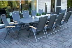 New Sondermodell Xanadu / Raffaelo Garten-Essgruppe, xerix/anthrazit, Alu/Glaskeramik, 10 Klappstühle, 220/280x100cm Garten-Essgruppen