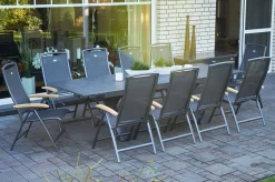 New Sondermodell Xanadu / Raffaelo Garten-Essgruppe, xerix/anthrazit, Alu/Glaskeramik, 10 Klappstühle, 220/280x100cm Garten-Essgruppen