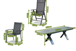 Hot Sondermodell Xanadu / Alice Comfort Garten-Essgruppe, xerix/anthrazit, Alu/Glaskeramik, 2 Stapelsessel, 8 Klappstühle, 220/280x100cm Garten-Essgruppen|Aluminium-Gartenmöbel