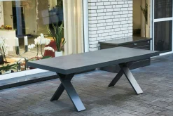 Online Sondermodell Xanadu / Aruba Garten-Essgruppe, xerix/anthrazit, Alu/Glaskeramik, 2 Stapelsessel, 8 Klappstühle, 220/280x100cm Garten-Essgruppen