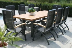 Hot Sondermodell Yasmani/Da Vinci Garten-Essgruppe, xerix, Alu/Teakholz, 240x100cm, 8 Klappstühle Garten-Essgruppen