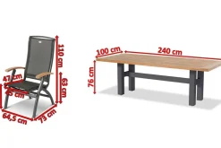 Hot Sondermodell Yasmani/Da Vinci Garten-Essgruppe, xerix, Alu/Teakholz, 240x100cm, 8 Klappstühle Garten-Essgruppen