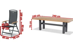 Hot Sondermodell Yasmani/Raffaelo Garten-Essgruppe, xerix, Alu/Teakholz, 240x100cm, 8 Klappstühle Garten-Essgruppen