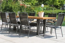 Hot Sondermodell Yasmani/Raffaelo Garten-Essgruppe, xerix, Alu/Teakholz, 240x100cm, 8 Stapelsessel Garten-Essgruppen