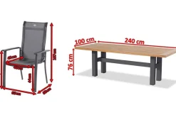Sondermodell Yasmani/Alice Comfort Garten-Essgruppe, xerix, Alu/Teakholz, 240x100cm, 8 Stapelsessel Garten-Essgruppen