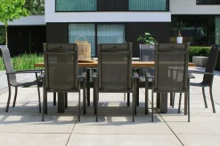 Sondermodell Yasmani/Alice Comfort Garten-Essgruppe, xerix, Alu/Teakholz, 240x100cm, 8 Stapelsessel Garten-Essgruppen