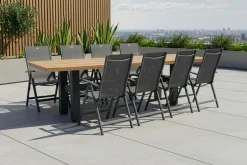 Hot Sondermodell Yasmani/Alice Comfort Garten-Essgruppe, xerix, Alu/Teakholz, 240x100cm, 8 Klappstühle Garten-Essgruppen