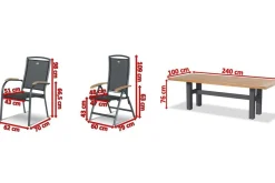 Hot Sondermodell Yasmani/Raffaelo Garten-Essgruppe, xerix, Alu/Teakholz, 240x100cm, 4 Stapel-, 2 Klappstühle Garten-Essgruppen|Aluminium-Gartenmöbel
