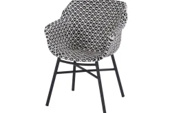 Best South Wales Garten-Essgruppe, xerix/natur/schwarz/weiß, Alu/Teak/Kunststoff, Ausziehtisch 150/210 x 90 cm, inkl. 6 Sessel Aluminium-Gartenmöbel