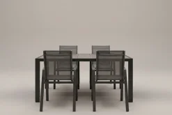 Tanger/Aruba Garten-Essgruppe, xerix/grey wood, Aluminium/Keramik, 168x105cm, 4 Stapelsessel Garten-Essgruppen|Aluminium-Gartenmöbel