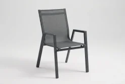 Tanger/Aruba Garten-Essgruppe, xerix/grey wood, Aluminium/Keramik, 168x105cm, 4 Stapelsessel Garten-Essgruppen|Aluminium-Gartenmöbel