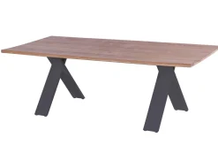 Clearance Xanadu / Alice Comfort Garten-Essgruppe, xerix/anthrazit, Alu/Teakholz, 6 Klappstühle, 220x100cm Garten-Essgruppen