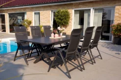 Discount Xanadu / Alice Garten-Essgruppe, xerix, Alu/Textilene/Glaskeramik, 6 Klappstühle, 160/220x100cm Garten-Essgruppen|Aluminium-Gartenmöbel