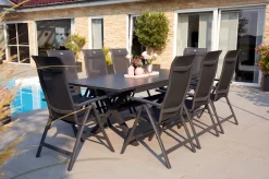 Discount Xanadu / Alice Garten-Essgruppe, xerix, Alu/Textilene/Glaskeramik, 8 Klappstühle, 160/220x100cm Garten-Essgruppen|Aluminium-Gartenmöbel
