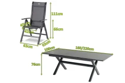 Discount Xanadu / Alice Garten-Essgruppe, xerix, Alu/Textilene/Glaskeramik, 8 Klappstühle, 160/220x100cm Garten-Essgruppen|Aluminium-Gartenmöbel