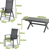 Clearance Xanadu / Alice Garten-Essgruppe, xerix, Alu/Textilene/Glaskeramik, 6 Stapelsessel, 2 Klappstühle, 160/220x100cm Garten-Essgruppen|Aluminium-Gartenmöbel