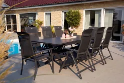 Online Xanadu / Alice Garten-Essgruppe, xerix, Alu/Textilene/Glaskeramik, 2 Stapelsessel, 6 Klappstühle, 160/220x100cm Garten-Essgruppen|Aluminium-Gartenmöbel