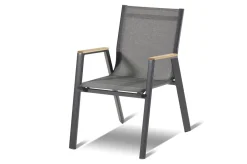 Hot Xanadu / Aruba Garten-Essgruppe, xerix/natur, Alu/Teak/Glaskeramik, 6 Dining Sessel, 2 Klappstühle, 160/220x100cm, Teak Armlehnen Aluminium-Gartenmöbel