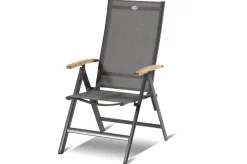 New Xanadu / Aruba Garten-Essgruppe, xerix/anthrazit, Alu/Teakholz, 6 Stapelsessel, 2 Klappstühle, Teakarmlehnen, 220x100cm Garten-Essgruppen