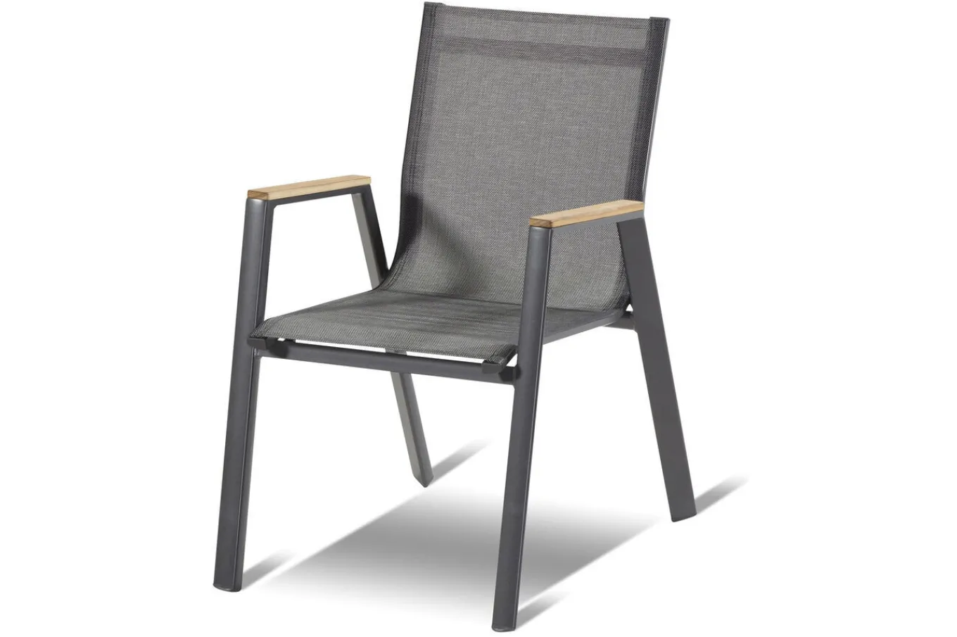Best Xanadu / Aruba Garten-Essgruppe, xerix/anthrazit, Alu/Teakholz, 2 Stapelsessel, 6 Klappstühle, Teakarmlehnen, 220x100cm Garten-Essgruppen