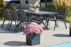 Online Xanadu / Aruba Garten-Essgruppe, xerix, Alu/Textilene/Glaskeramik, 6 Stapelsessel, 160/220x100cm Garten-Essgruppen|Aluminium-Gartenmöbel