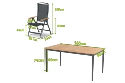 Online Xanadu / Aruba Garten-Essgruppe, xerix, Alu/Textilene/Glaskeramik, 4 Stapelsessel, 160/220x100cm Garten-Essgruppen|Aluminium-Gartenmöbel