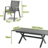Outlet Xanadu / Aruba Garten-Essgruppe, xerix/natur, Alu/Teak/Glaskeramik, 4 Dining Sessel, 160/220x100cm, Teak Armlehnen Garten-Essgruppen|Aluminium-Gartenmöbel