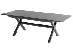 Outlet Xanadu / Aruba Garten-Essgruppe, xerix/natur, Alu/Teak/Glaskeramik, 4 Dining Sessel, 160/220x100cm, Teak Armlehnen Garten-Essgruppen|Aluminium-Gartenmöbel