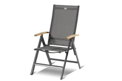 Clearance Xanadu / Aruba Garten-Essgruppe, xerix/natur, Alu/Teak/Glaskeramik, 2 Dining Sessel, 6 Klappstühle, 160/220x100cm, Teak Armlehnen Garten-Essgruppen|Aluminium-Gartenmöbel
