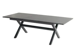 Clearance Xanadu / Aruba Garten-Essgruppe, xerix/natur, Alu/Teak/Glaskeramik, 2 Dining Sessel, 6 Klappstühle, 160/220x100cm, Teak Armlehnen Garten-Essgruppen|Aluminium-Gartenmöbel