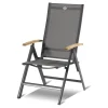 Sale Xanadu / Aruba Garten-Essgruppe, xerix/natur, Alu/Teak/Glaskeramik, 4 Dining Sessel, 2 Klappstühle, 160/220x100cm, Teak Armlehnen Garten-Essgruppen|Aluminium-Gartenmöbel
