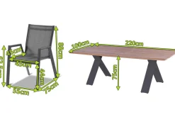 Online Xanadu / Aruba Garten-Essgruppe, xerix/anthrazit, Alu/Teakholz, 8 Stapelsessel, 220x100cm Garten-Essgruppen