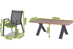 Online Xanadu / Aruba Garten-Essgruppe, xerix/anthrazit, Alu/Teakholz, 8 Stapelsessel, 220x100cm Garten-Essgruppen
