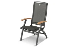 New Xanadu / da Vinci Garten-Essgruppe, xerix/natur, Alu/Teak/Glaskeramik, 4 Klappstühle, 160/220x100cm, Teak Armlehnen Garten-Essgruppen|Aluminium-Gartenmöbel