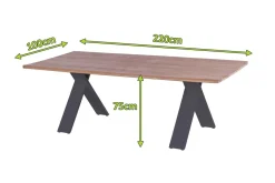 Discount Xanadu Esstisch, xerix, Alu / Teakholz, 220 x 100 cm, X-Gestell Gartentische