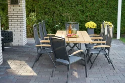 Discount Xanadu Esstisch, xerix, Alu / Teakholz, 220 x 100 cm, X-Gestell Gartentische