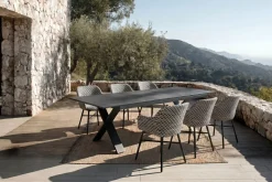 New Xanadu Garten-Essgruppe, schwarz/weiß/grau, Aluminium/Kunststoff/Glaskeramik, 220/280 x 100 cm Tisch, ausziehbar, robust, korrosionsbeständig, UV-beständig, mit Fußkappen, pulverbeschichtet Aluminium-Gartenmöbel
