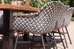 New Xanadu Garten-Essgruppe, schwarz/weiß/grau, Aluminium/Kunststoff/Glaskeramik, 220/280 x 100 cm Tisch, ausziehbar, robust, korrosionsbeständig, UV-beständig, mit Fußkappen, pulverbeschichtet Aluminium-Gartenmöbel