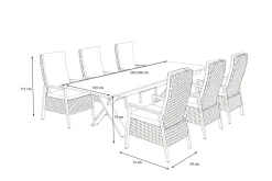 Outlet Xanadu Garten-Essgruppe, anthrazit/grau, Alu/Polyrattan, Tischplatte ausziehbar 220/280 x 100 cm, pulverbeschichtet, inkl. 6 Sessel Garten-Essgruppen
