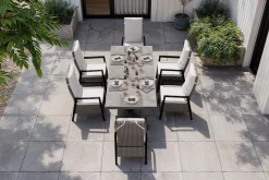 Outlet Xanadu Garten-Essgruppe, anthrazit/grau, Alu/Polyrattan, Tischplatte ausziehbar 220/280 x 100 cm, pulverbeschichtet, inkl. 6 Sessel Garten-Essgruppen