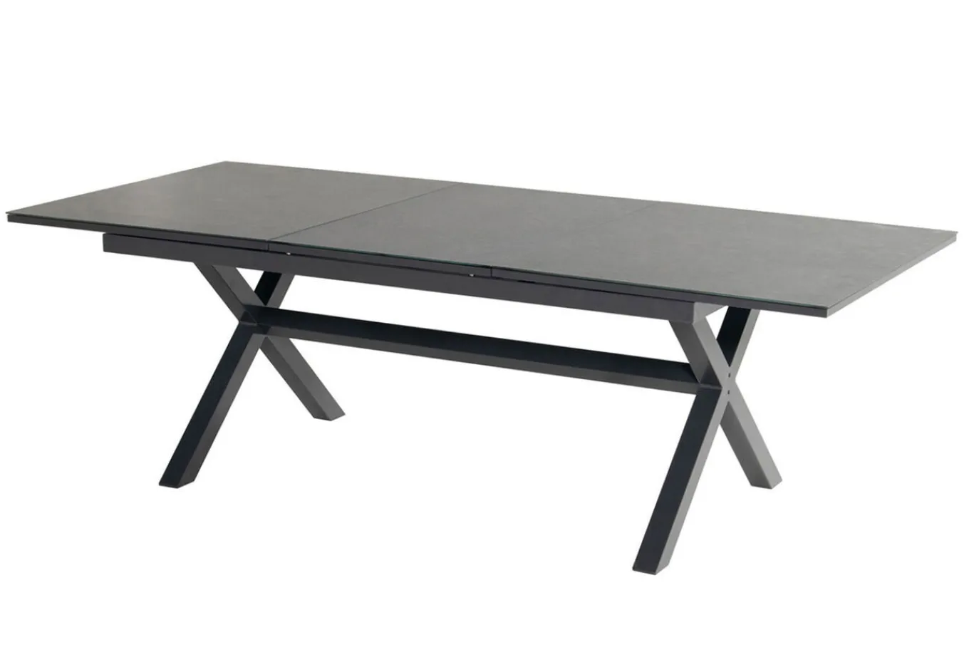 Online Xanadu / Primo Garten-Essgruppe, xerix, Alu/Textilene/Glaskeramik, 8 Klappstühle, 160/220x100cm, Ausziehfunktion Aluminium-Gartenmöbel