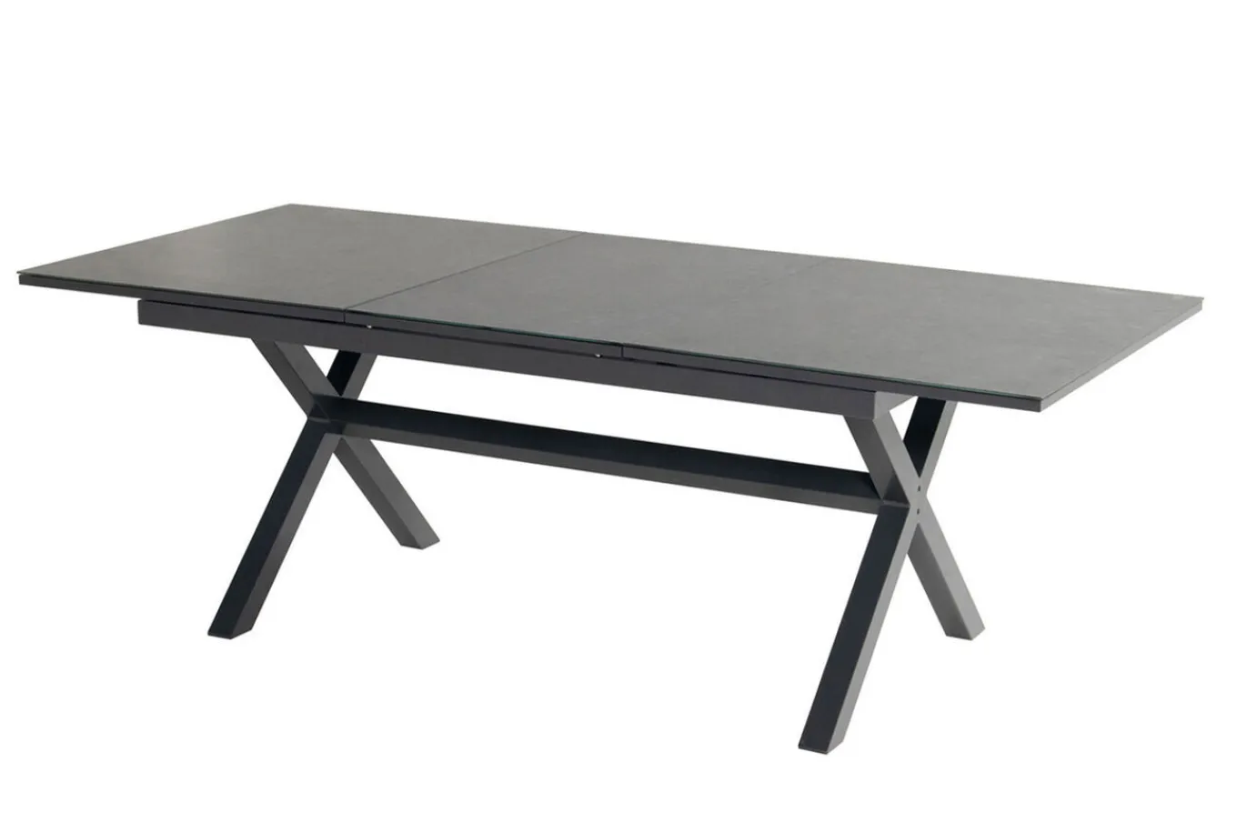 Clearance Xanadu / Primo Garten-Essgruppe, xerix, Alu/Textilene/Glaskeramik, 6 Klappstühle, 160/220x100cm, Ausziehfunktion Garten-Essgruppen|Aluminium-Gartenmöbel