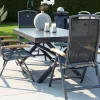 Outlet Xanadu / Raffaelo Garten-Essgruppe, xerix/natur, Alu/Teak/Glaskeramik, 6 Klappstühle, 160/220x100cm, Teak Armlehnen Garten-Essgruppen|Aluminium-Gartenmöbel
