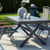 New Xanadu / Raffaelo Garten-Essgruppe, xerix/natur, Alu/Teak/Glaskeramik, 4 Klappstühle, 160/220x100cm, Teak Armlehnen Garten-Essgruppen|Aluminium-Gartenmöbel