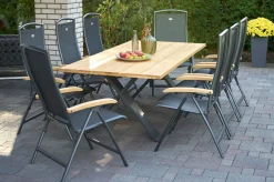 Sale Xanadu / Raffaelo Garten-Essgruppe, xerix/anthrazit, Alu/Teakholz, 8 Klappstühle, 220x100cm Garten-Essgruppen|Aluminium-Gartenmöbel