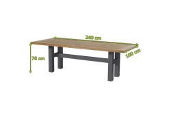 Hot Yasmani Esstisch, xerix/teak natural, Alu/Teak, 240x100cm Gartentische