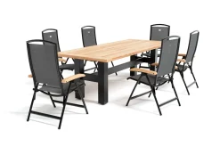 Best Yasmani Garten-Essgruppe mit 6 Sesseln, xerix/anthrazit, Alu/Textilene, ausziehbar & klappbar, pflegeleicht, witterungsbeständig Garten-Essgruppen|Aluminium-Gartenmöbel